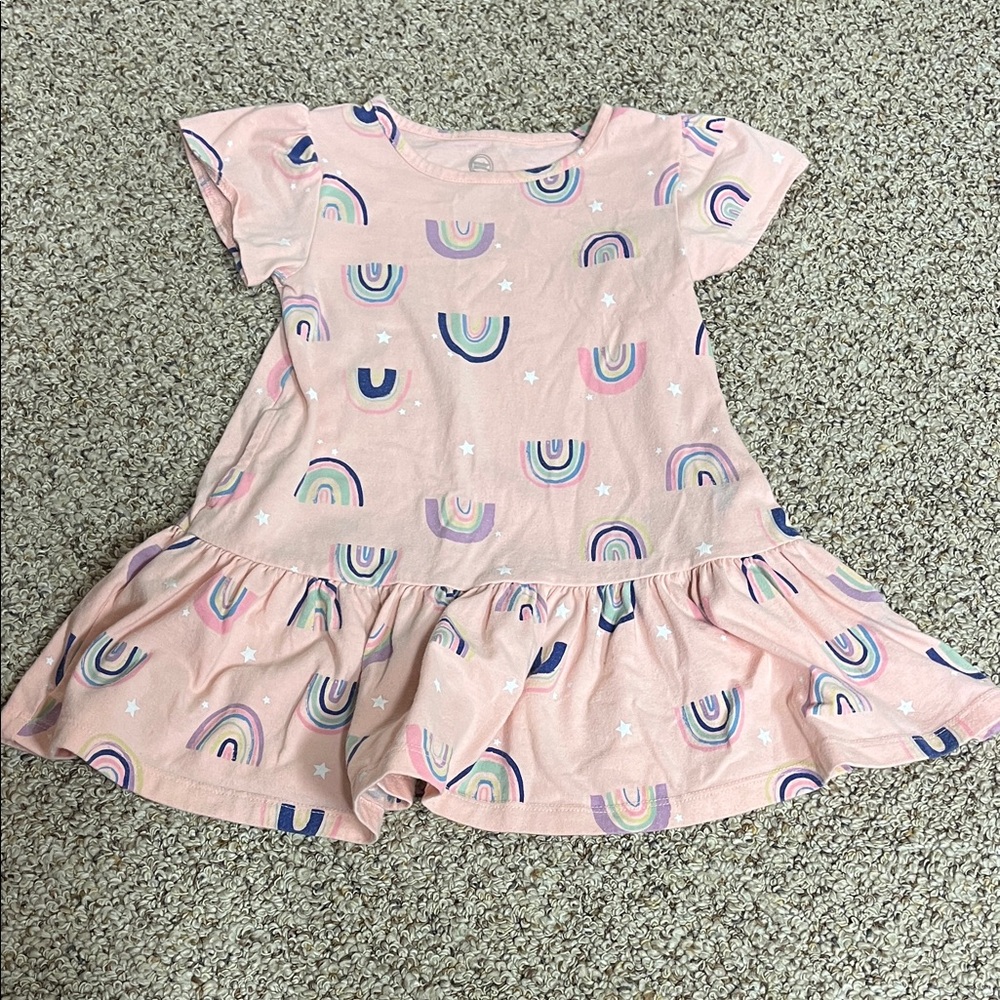 🍀6/$20 Wonder Nation Pink Dress with Rainbow Print